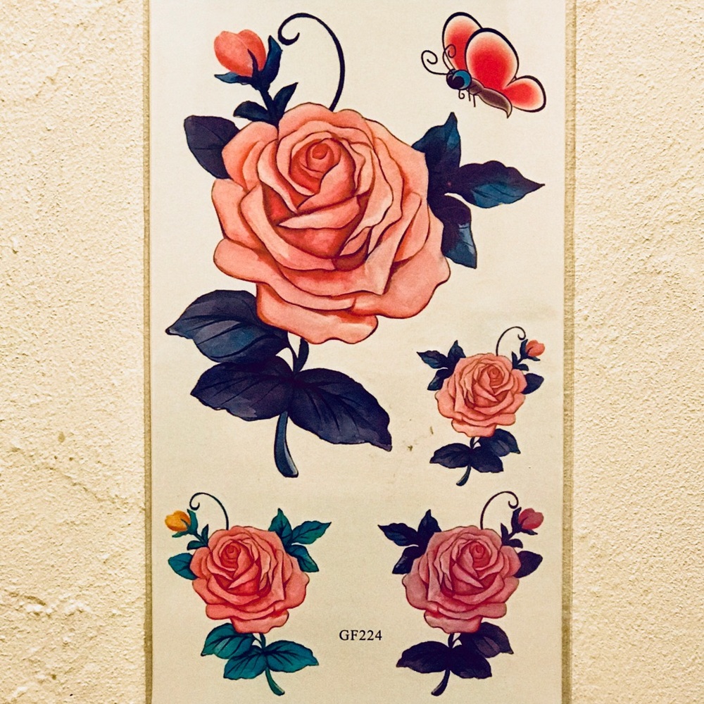 TEMPORARY PINK ROSES & BUTTERFLY TATTOOS 🦋 - Picture 2 of 2